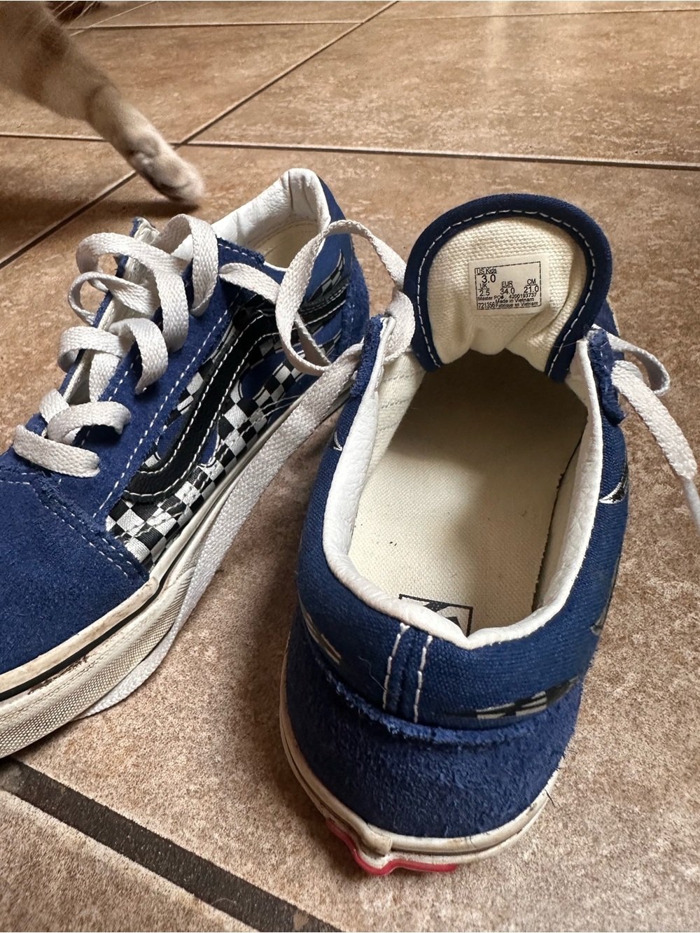 Vans Kids Navy Blue Checkerboard Old Skool Sneakers